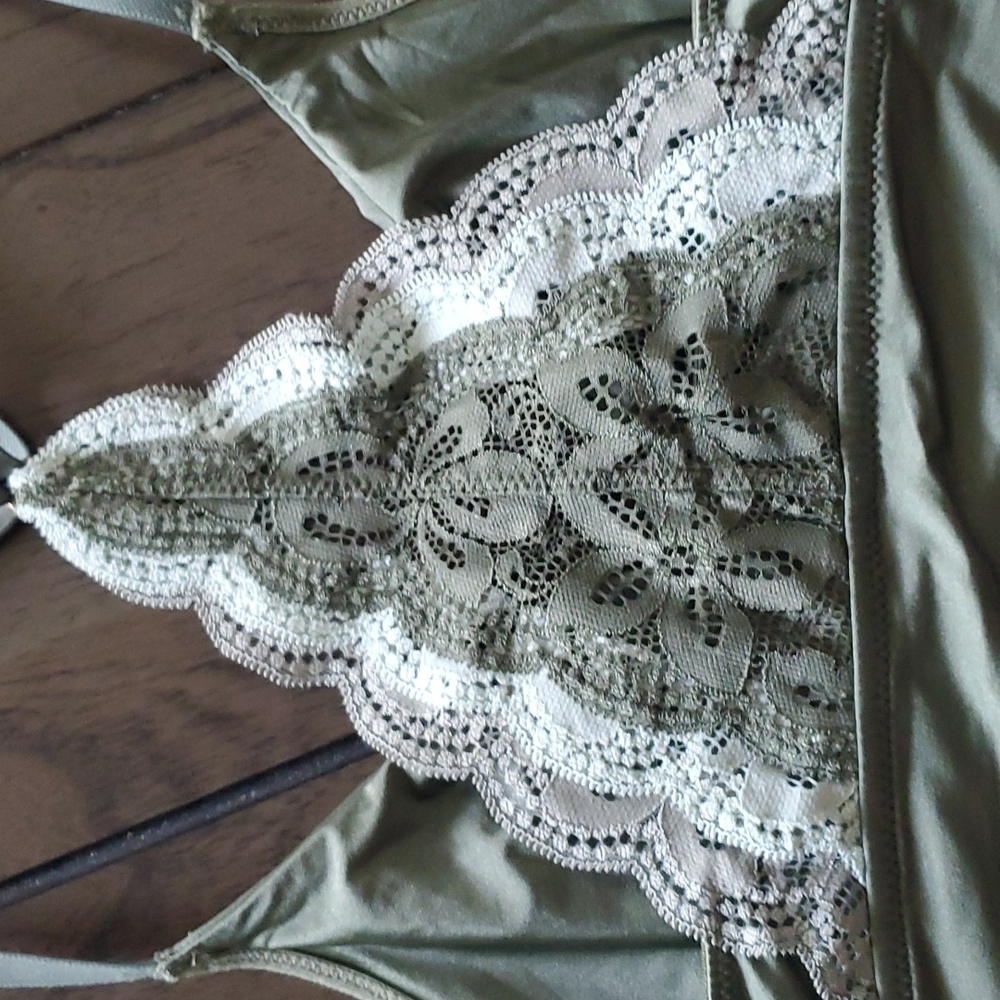 Aerie sage green satin bralette, NWTs - Picture 3 of 4